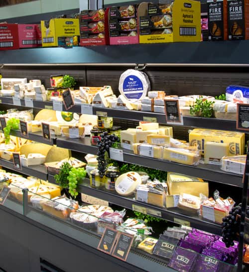 Display of a selection of local cheeses