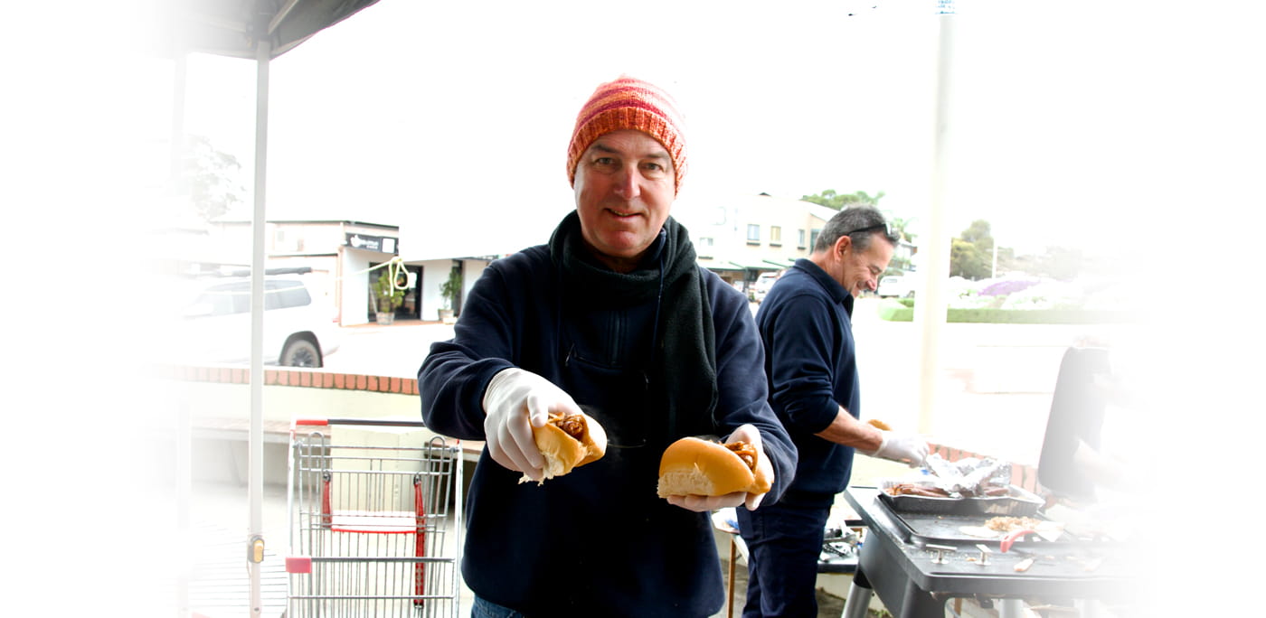 Local community group selling sausage sizzle